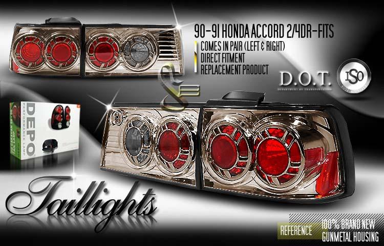 Depo pair euro gun metal style altezza tail lights 90-91 honda accord 2/4dr