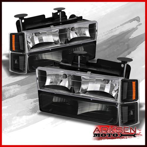 94-98 c10 full size tahoe suburban black headlights+corner+bumper signal set