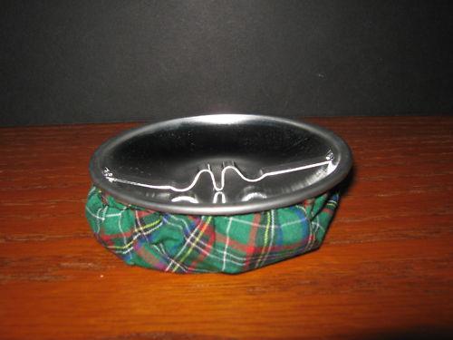 Classic hot rod muscle car sand bag style vintage green plaid ashtray ash tray