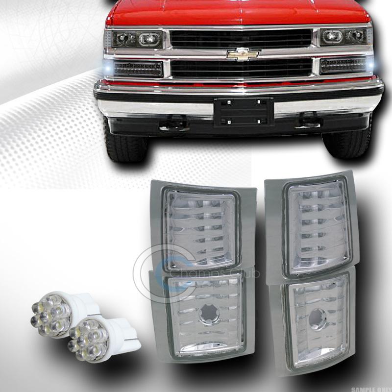 Euro lens signal corner lights lamps yd+led bulbs 94-98 chevy c10 c/k pickup suv