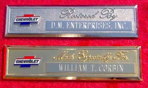 Chevrolet bowtie - custom engraved dash plaque