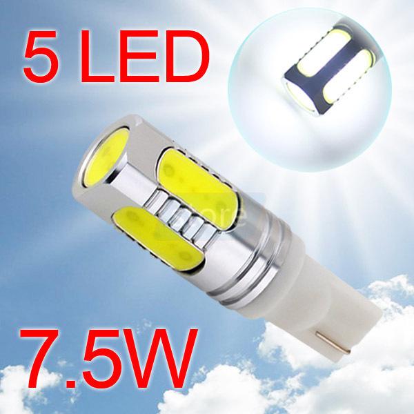 T10 high power 7.5w 5 led pure white license plate interior 194 w5w car light