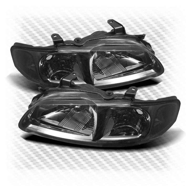 Smoked 00-03 nissan sentra crystal headlights corner head lights lamp pair set