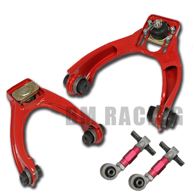 Gsp 96-00 civic ek em1 red front upper a-arm rear adjustable control camber kit 