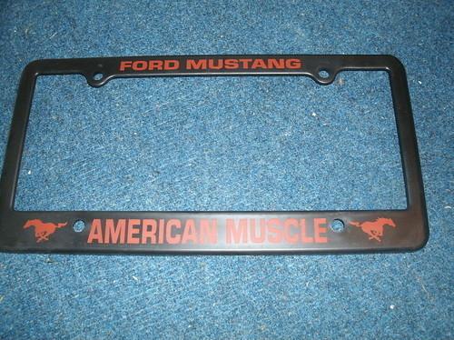 Ford mustang american muscle license plate frame blk/rd