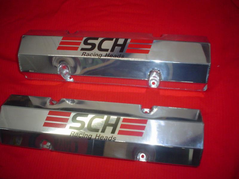   small block chevy     sheetmetal valve covers     nice