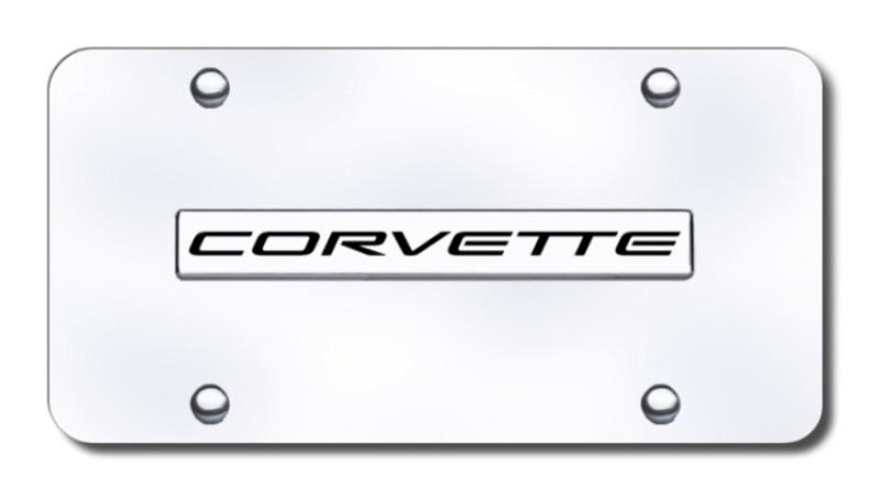 Gm corvette c5 name chrome on chrome license plate made in usa genuine