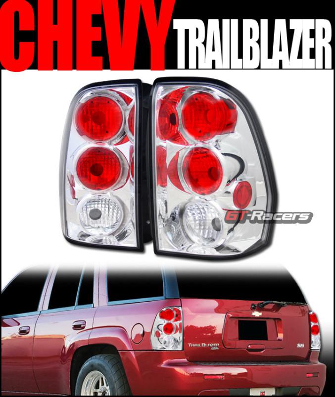 Chrome housing altezza tail lights brake lamps 2002-2009 chevy trailblazer jy