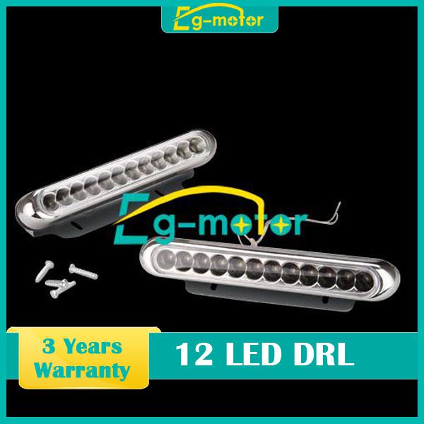 2pcs universal 12-led white car driving lamp diy dc12v drl daytime running light