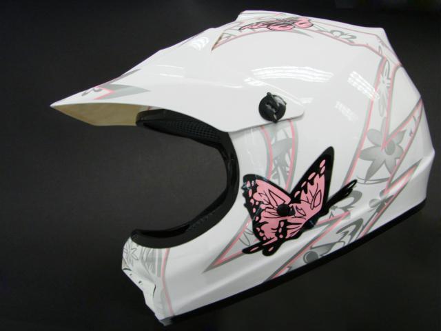 Youth white/pink butterfly dirt bike atv motocross off-road dot helmet mx~l