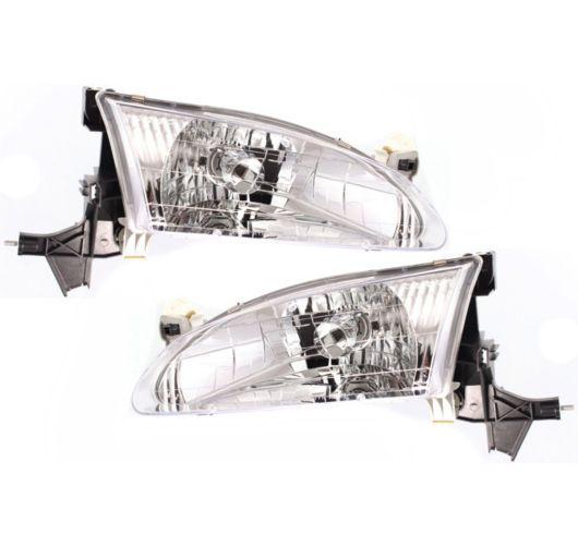 New pair set headlight headlamp assembly sae dot stamped 98-00 toyota corolla