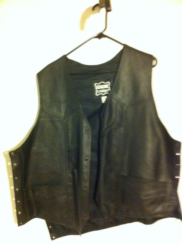 Black leather motorcycle biker vest men's size 2x lace up sides