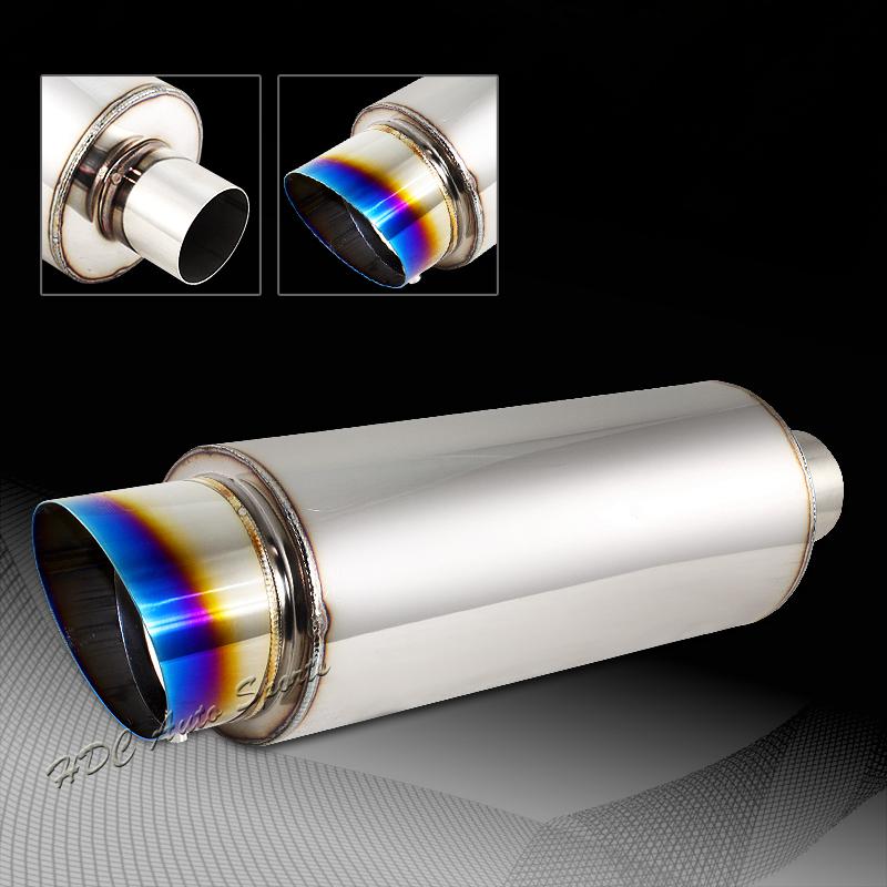 Universal 4" titanium burnt slant tip stainless steel t-304 muffler 2.5"inlet