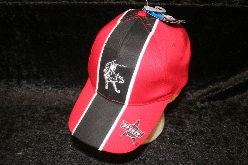 Pbr bull riding rider rodeo ball cap hat red black embroidered new country truck