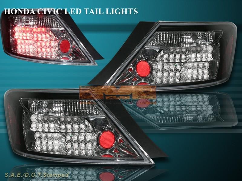 06-08 honda civic ex/si 2d black led tail lights