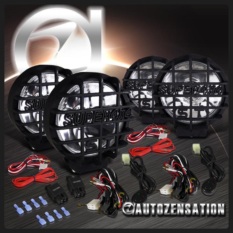 4x 6.5" round super 4x4 off road bumper working fog lights+wiring+relay kit