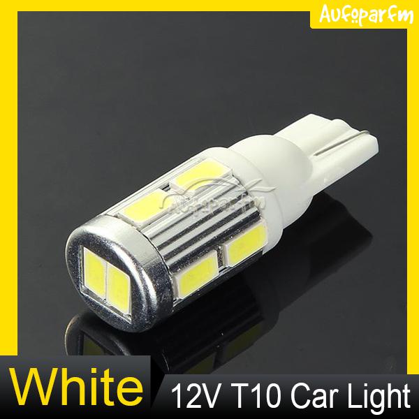 2pcs white t10 194 w5w 5630 smd 10 led car license plate light wedge side lamp 