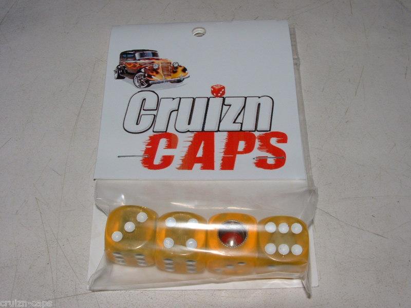 Cruizn caps dice valve caps - translucent yellow -  nip