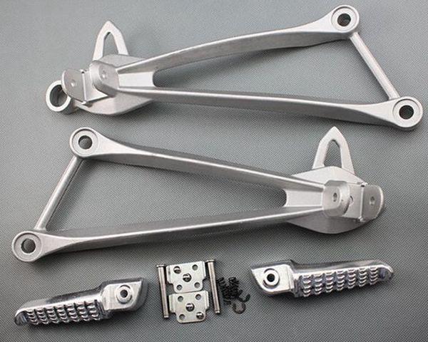 Silver rear passenger foot pegs footrest bracket kawasaki ninja zx10r 2008-2010