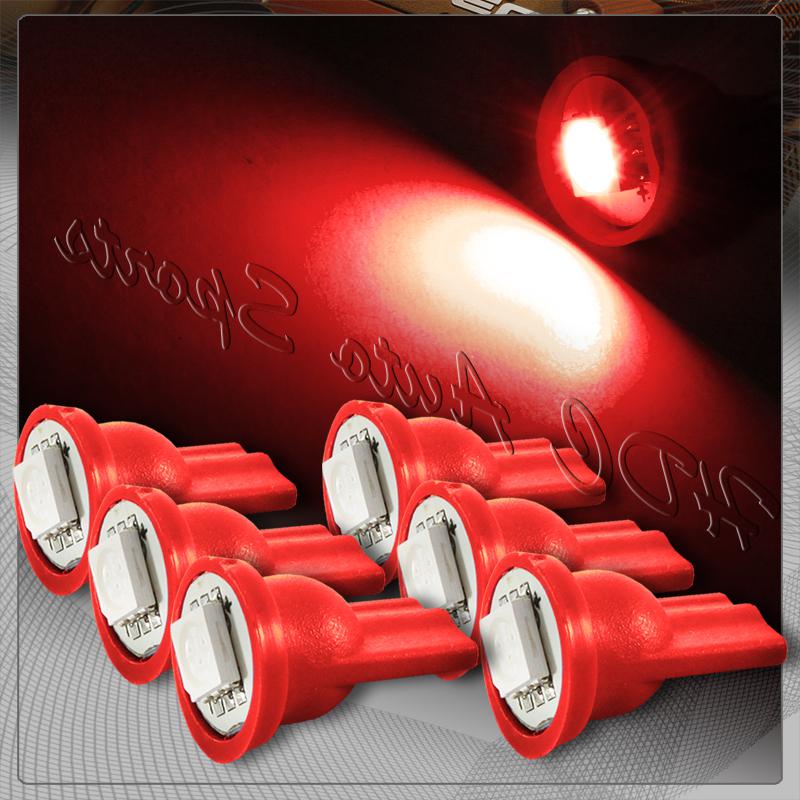 6x t10 194 12v smd led interior instrument panel gauge replacement bulbs - red