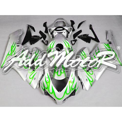 For fireblade cbr1000rr 04-05 injection molded fairing green flames silver 1407a