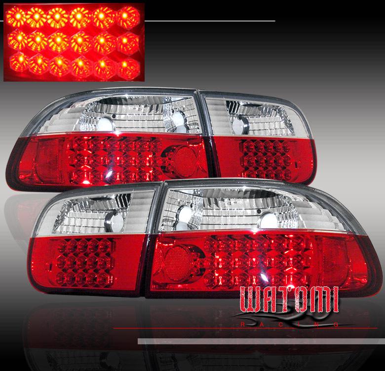 92 93 94 95 honda civic altezza led rear tail brake lights light red/clear 3dr