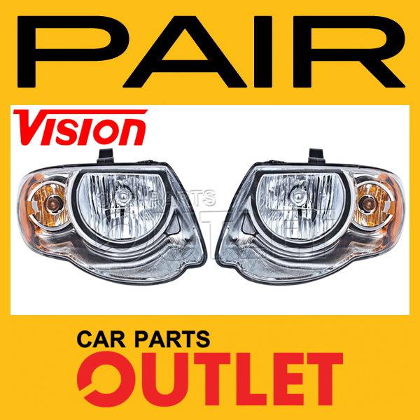 05-07 chrysler town country head light lamp pair lx/limited 119"wb lwb lh+rh set