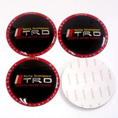 Car wheel tuning stickers 65mm aluminum curve "trd" wheel center cap stickers 