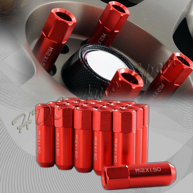 20 pcs m12 x 1.5mm thread pitch jdm wheel rims tuner lug nuts - anodized red