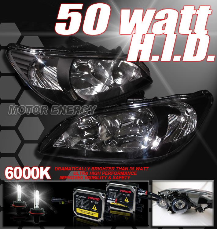 04 05 honda civic crystal black headlight+50w 6000k hid