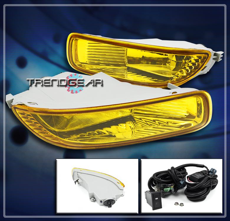 03 04 toyota corolla bumper driving jdm yellow fog lights lamp +oem switch +bulb