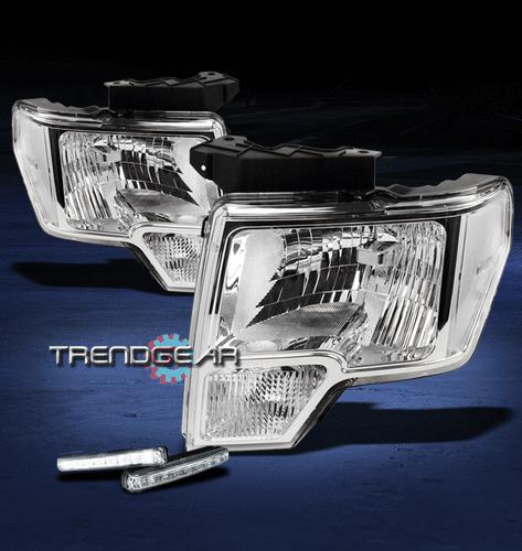 09-12 ford f-150 pickup truck clear crystal head light lamp w/drl led kit signal