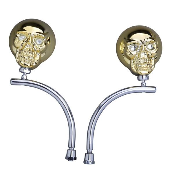 Skull left right mirrors for kawasaki vn1500 vn2000 gold  new style mini