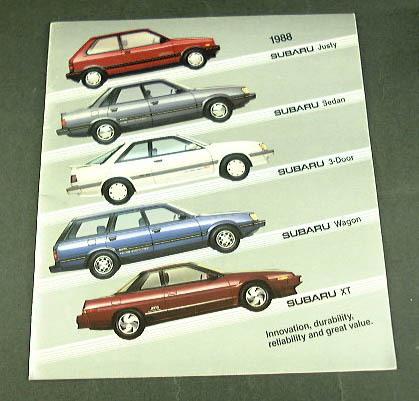 1988 88 subaru brochure xt wagon sedan coupe justy 4wd