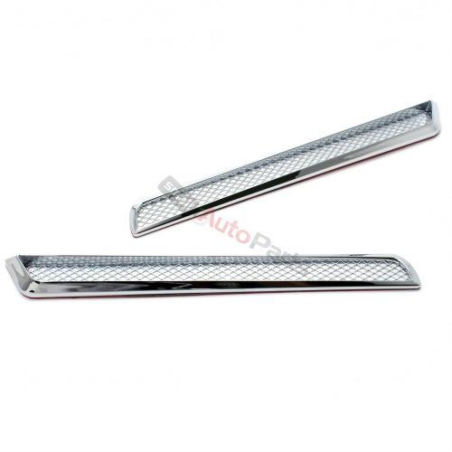 2 slim chrome side fender or bumper air flow mesh vents for car-auto-truck-suv