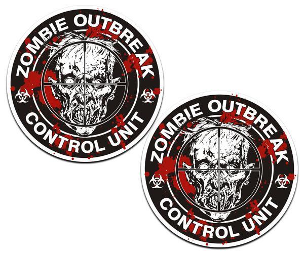 Zombie outbreak response unit decal set 4"x4" control team dead sticker zu1