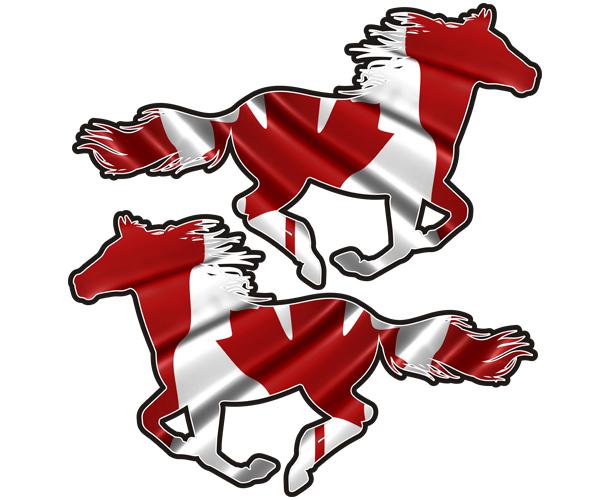 Canada horse decal set 3"x1.8" canadian flag mustang pony car vinyl sticker zu1