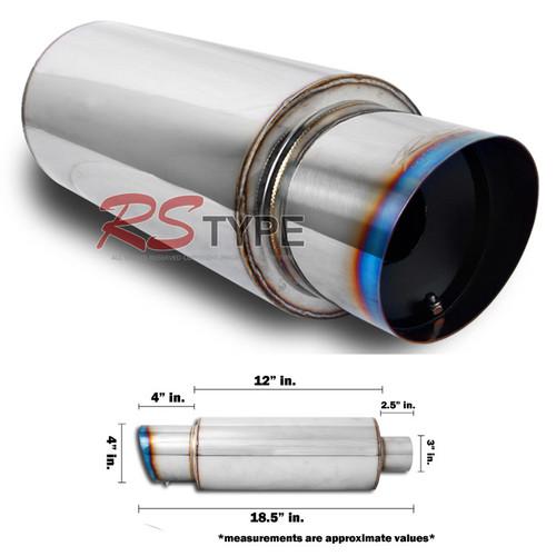 Hi-flow 3" inlet/4" outlet n1 chrome performance burnt tip muffler exhaust