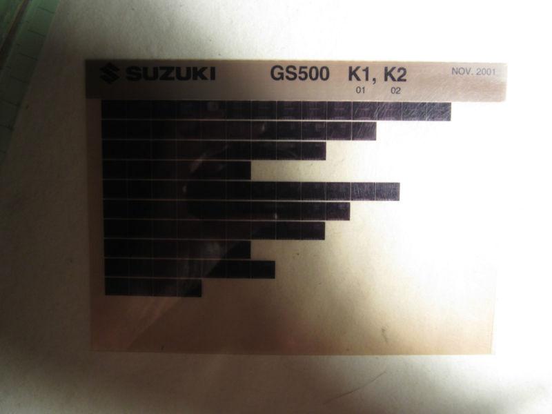 2001-2002 suzuki motorcycle gs500 k1 k2 microfiche parts catalog gs 500