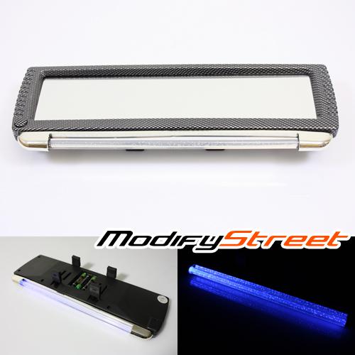 Led bar wide 300mm 11.8" car interior flat rearview mirror carbon fiber painted