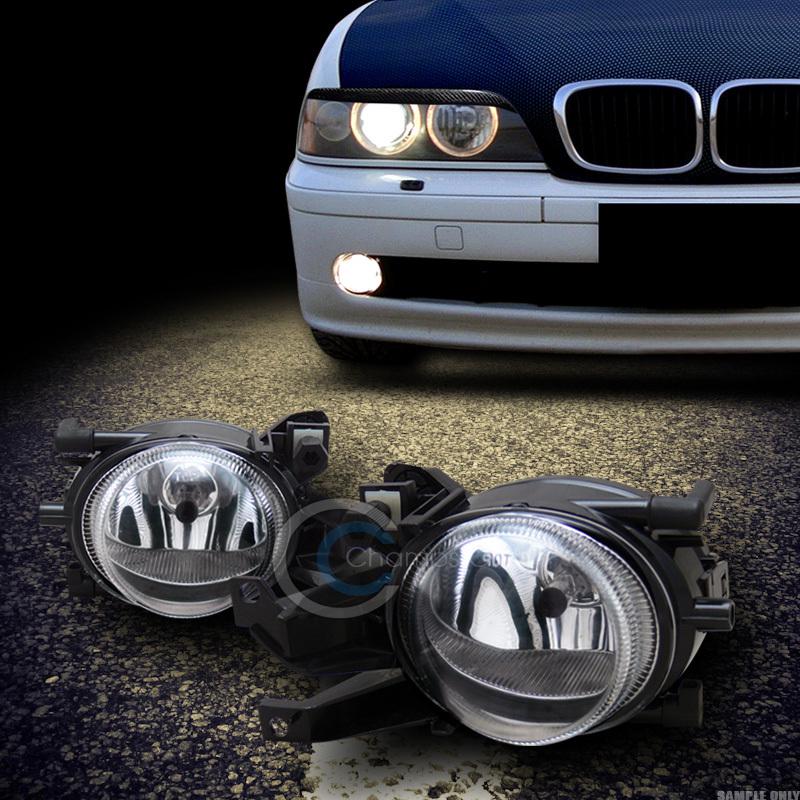 Euro chrome clear front bumper driving fog lights lamps 01-03 bmw e39 5-series