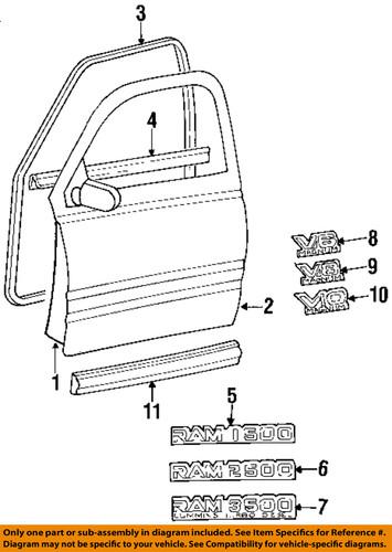 Dodge oem 55276503aa front door-weatherstrip