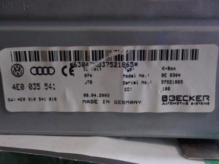 2004 audi a8 quattro radio/audio cont console 