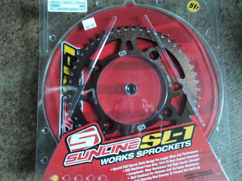 New sunline aluminum rear sprocket 0209-420-51tooth 420 chain honda