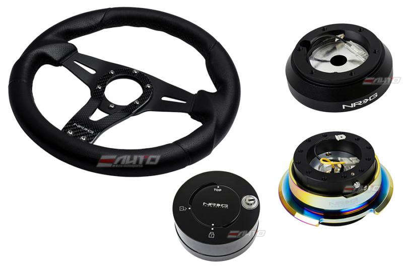 Nrg 320mm sniper l steering wheel bk st cf s + 160h hub 2.8 bkmc release lock lb