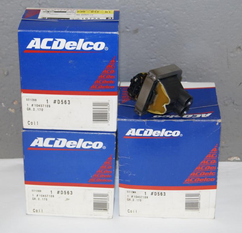 Lot of 3 nos gm 10457109 / acdelco d563 ignition coil (25523)