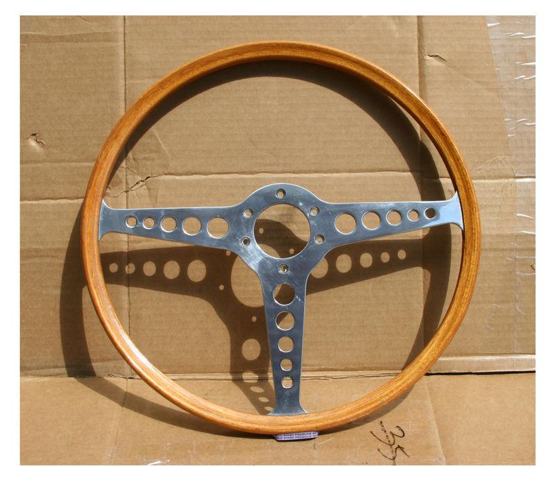 Vintage jaguar e type moto lita mohagany wood steering wheel oem upgrade 1970's