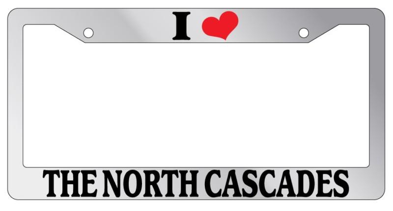 Chrome license plate frame i heart the north cascades auto accessory novelty