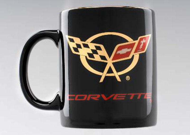 1997-2004 corvette c5 emblem black coffee mug - new!