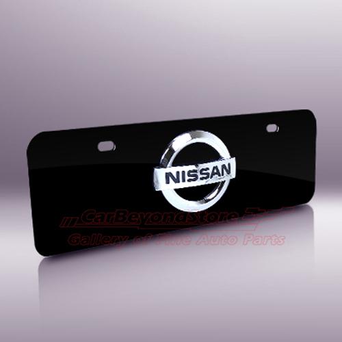 Nissan 3d logo half-size black metal license plate, lifetime warranty + freegift